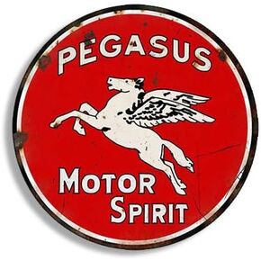 Round Vintage Pegasus Gas Sticker (Gasoline Logo Old Rat Rod (3 inch)