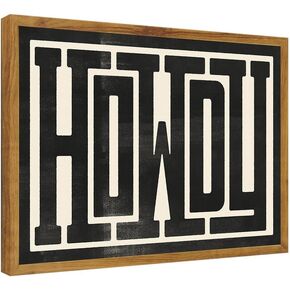 Framed Howdy Wall Art Western Wall Art Modern Wall Decor Southern Home Decor Ranch Wall Decor Howdy Poster Modern Farmhouse Canvas Painting Home Decor for Bathroom Living Room 16x12 in Framed