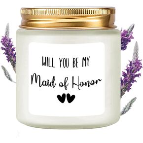 Bridesmaid Gifts Scented Candle Lavender - Matron of Honor Gifts Gifts for Bridesmaids Matron of Honor Proposal Gifts Maid of Honor Proposal Gifts Soy Candle 4oz