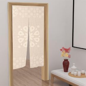 Leowefowa Long Type Japanese Noren Doorway Curtain Japanese Style Window Treatment Hanging Door Tapestry Panel for Ukiyoe Room Divider Home Decors 28.3" Width x 47.2" Long (Flowers Printed, Beige)