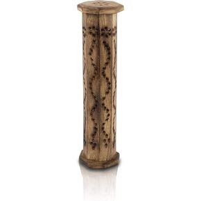 Wooden Incense Stick & Cone Burner Holder Tower Large Organic Eco Friendly Ash Catcher Agarbatti Holder Rustic Style Hand Carved for Meditation Yoga Aromatherapy Home Fragrance Products