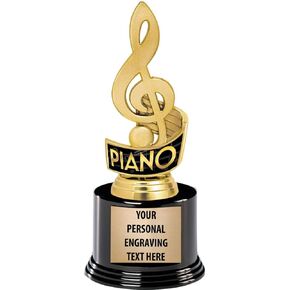 Crown Awards Piano Trophies with Custom Engraving, 7.25" Personalized Piano Music Trophy On Deluxe Round Base Prime