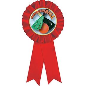 Broomball Red Rosette Ribbon, Broomball Trophy Ribbon Award Prize Prime
