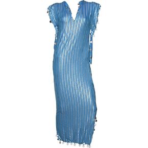 Egyptian Belly Dance Nancy Stretchy Folkloric Dancing Outfit Galabeya Oriental Abaya Dress Dresses Costume Baladi Saidi Fallahi Carnival Sequins Handmade Bellydance Women (Light Blue x Silver)