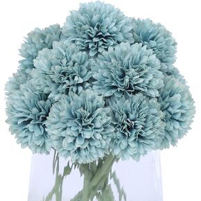 Kimura's Cabin 20 Pcs Artificial Flowers Fake Silk Hydrangea Flowers Chrysanthemum Ball Flowers Bouquets for Home Dining Table Core Party Wedding Decoration (Yellow, Pack of 20)