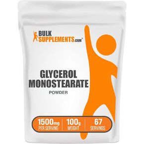 BulkSupplements.com Glycerol Monostearate Powder - Glycerol Powder, Glycerol Supplement, Energy Source - Food Grade, Gluten Free, 1500mg per Serving, 1kg (2.2 lbs) (Pack of 1)