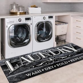 Laundry Room Rug Mat 2X6Ft Long Farmhouse Laundry Mat for Floor Vintage Kitchen Mat Nonslip Washable Runner Rug Washhouse Sink Mat Mudroom Mat for Indoor Outdoor Home Decor, Blue