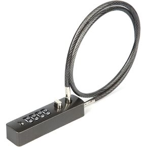 Combination Cable Lock, 23.6 inch Steel Cable Lock 4 Digit Combination Lock Resettable Combination Lock for Bikes Gates Cabinets Lockers Refrigerator Doors (Dark Gray)