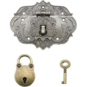 Mini Padlock Antique Embossed Decorative Brass Snap Lock Suitable for Antique Wooden Box Jewellery Box Decorative Cabinet Decoration and Restoration