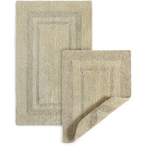 DwellStudio Non-Slip Back Cotton Bath Rugs: Luxurious Comfort and Anti-Slip Protection in Grey - 2pc Set