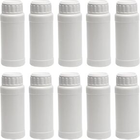 Othmro 10Pcs 100ml Plastic Bottles Lab Cylindrical Chemical Reagent Bottles Wide Mouth Laboratory Reagent Bottles Sample Sealing Liquid Storage Containers Round Storage Bottles for Food Store White