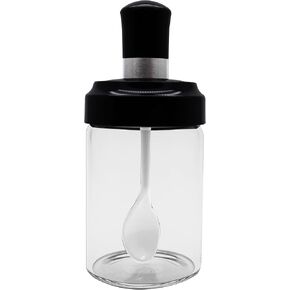 Excelity Condiment Pots with Spoon and Lid Clear Glass Containers Jars for Storing and Dispensing Spice Salt Sugar Pepper
