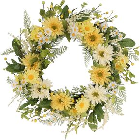Puleo International 24" Artificial Chrysanthemum and Daisy Floral Spring Door Wreath