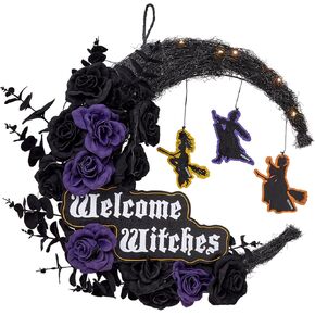 Spirit Halloween Hocus Pocus Light-Up LED Welcome Witches Wreath | Officially Licensed | Disney