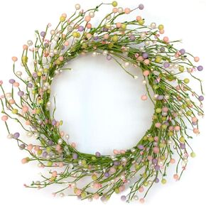 Bibelot 18 بوصة إكليل عيد الفصح إكليل التوت الوردي الأرجواني الأخضر الأبيض إكليل التوت إكليل غصين صناعي للباب الأمامي للتعليق على الحائط والنوافذ وديكور مهرجان العطلات... in Kuwait