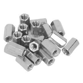 Pack of 20 M6 x 1.0-Pitch 18mm Length Metric Hex Coupling Nut 304 Stainless Steel Fully Threaded