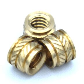 [ J&J Products ] Brass Insert IUB-024, 10-24 Tapered, Thru-Threaded, 7.5 mm OD, 5.7 mm Length, Heat Staking Inserts, 40pcs