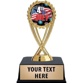 Crown Awards 4th of July Trophies with Custom Engraving, 6" Personalized Fourth of July Patriotic Holiday Trophy On Black Base Prime