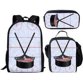 Dellukee Middle School Backpack Set For Boys Fashion Lunch Bag Pencil Bags Book Bag Baseball Print