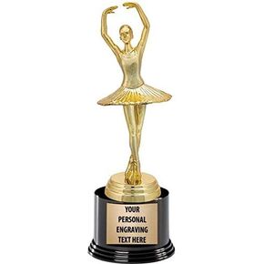 Crown Awards Ballet Trophies with Custom Engraving, 7.25" Personalized Girls Ballet Dancing Trophy On Deluxe Round Base Prime