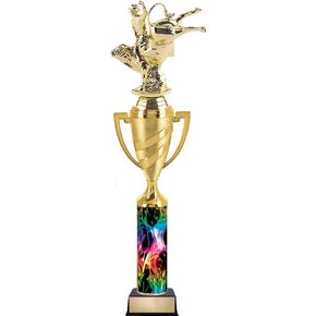 Crown Awards Personalized Rainbow Inferno Rodeo Trophy, 14.25" Bull Rider Trophy Prize, Personalize with Free Engraving Prime