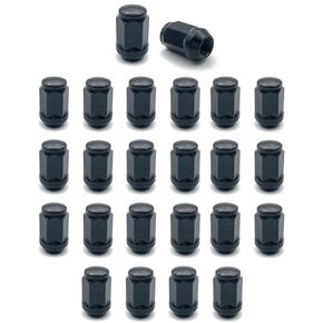 M12x1.5 Lug Nuts Black, 24Pcs 12x1.5 Aftermarket Wheel Lug Nuts Compatible with Chevy Colorado Trailblazer GMC Canyon Envoy 4Runner Tacoma Tundra FJ Cruiser GX460 GX470 Closed Tuner