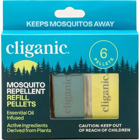 Cliganic Mosquito Repellent Refill Pack (6 Pellets) for Cliganic Wristbands - Natural DEET-Free, Essential Oil Infused