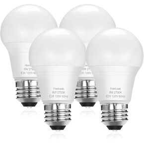 E26 LED Bulb, 40W Equivalent Light Bulb, 6W Medium Base Bulb, Non-Dimmable, Soft White 2700K, 4 Packs