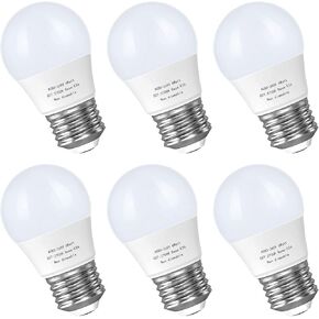 A15 Led Bulb, E26 Base Appliance Light Bulb, 6W(60 Watt Incandescent Equivalent), Ceiling Fan Light Bulbs, 550 LM, Small Lightbulbs, Non-Dimmable, 5000K Daylight, 6 Packs