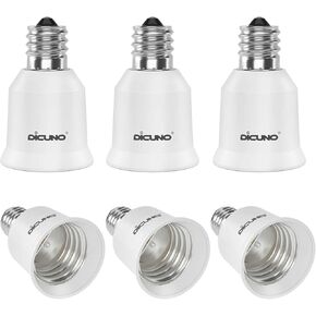 DiCUNO E17 to E26 Adapter, Intermediate E17 Socket to Standard E26 Socket Converter, LED Light Bulb Converter, Max Wattage 200W, 200℃ Heat Resistant (6-Pack)