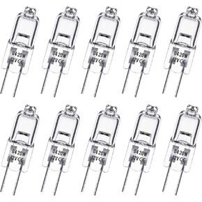 Flaspar G9 50W Halogen Light Bulbs, T4 580LM JCD Type 2800K Warm White, 120V G9 Bi-Pin Base for Reptile Heat Bulb, Under Cabinet Halogen Bulb for Range Hood Lights, Microwave Ovens, Dimmable, 4 Pack