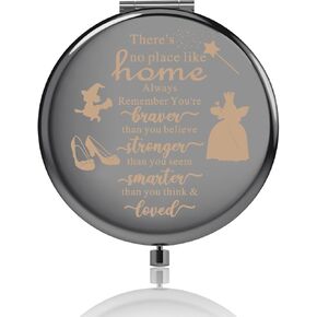 FUSTMW Wizard Gifts Compact Mirror There's No Place Like Home Gifts for Movie Lovers Inspirational Mirror for Girls Women (Wizard mirror)