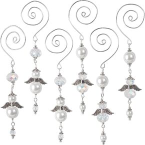 Solid Oak Dangling Angels Ornament Kit, Crystal and Pearl