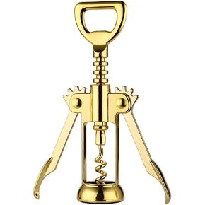 Simple Wing Corkscrew Gold Wine Opener and Beer Opener, Multifunctional Wine Corkscrew Opener