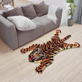 Tiger Rug for Kids Room - Microfiber Tiger Print Rug for Animal Decor - 47"x20" Non Slip Fun Bathroom Rug for Funny Bathroom Decor - Machine Washable Tiger Area Rug for Cool Room Decor
