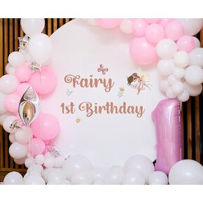 Fairy 1st Birthday Wall Decal, Fairy First Birthday Party Decorations, Butterfly Fairy Balloon Arch Stickers Flowers Garland, Flower Fairy Girl Happy Birthd*y Anniversary Baby Shower Party Supplies
