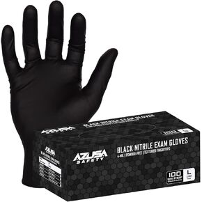 4 Mil Black Disposable Nitrile Exam Gloves, Fingertip Textured, Powder-Free, Ambidextrous