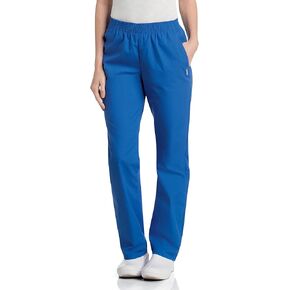 Landau Essentials Relaxed Fit 2-Pocket Elastic Scrub Pants for Women 8327 Royal Blue