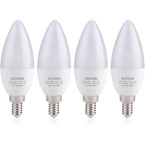 4Pack LED Celing Fan Light Bulbs 60 Watt, Daylight 5000K, E12 Candelabra Bulb Base Socket, 120V, Type B, Non-Dimmable
