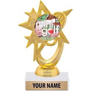 5.5" Gold Mini Golf Trophies, Custom Astral Star Mini Golf Trophy Award Prime