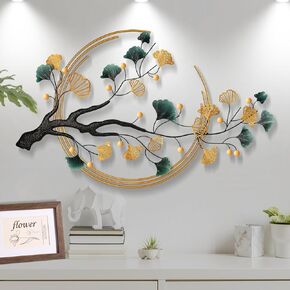 LXJXRCD 3D Ginkgo Leaf Metal Art Decor Wall Art Decor 36.6"x23.3" Metal Wall Sculpture DIV manual splicing for Living Room Porch Room Bedroom Modern Decor Wall Hanging Decor (36.6")