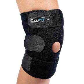 دعامة الركبة EzyFit - دعم قابل للتعديل لالتهاب المفاصل وتمزق الغضروف المفصلي ACL وتخفيف آلام الركبة أو التعافي من الإصابات - بالإضافة إلى مثبتات جانبية مزدوجة للرجال والنساء - حجم كبير - 14 بوصة - 17 بوصة