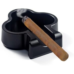 Cigar Ashtray Outdoor Aluminum Ash Tray Cigarette Ashtray for Patio Cigar Accessories Torch Lighter Cigar Ashtray (Black)