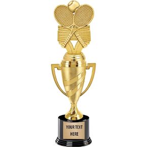 Crown Awards Tennis Trophy, 14" Gold Cup Tennis Player Trophies, Enter Your Own Engraving Prime