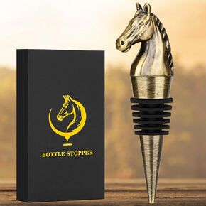 Horse Head Wine Stopper, Horse Wine Gifts Birthday Gifts for Men Women, Bottle Stoppers for Wine Champagne, Bronze with Gift Box