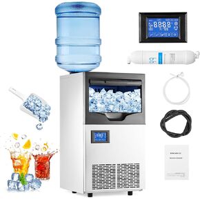 Commercial Ice Maker Machine 140 lbs/24H with 22 lbs Storage Bin,2-way Add Water, 0.9 Inch Thick Ice Cubes - Automatic Cleaning, Perfect for Home, Bar