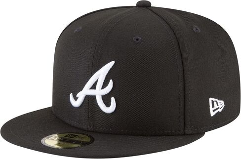 New Era 59Fifty Hat MLB Basic Atlanta Braves Black/White Fitted Baseball Cap (7 1/2) in Saudi Arabia