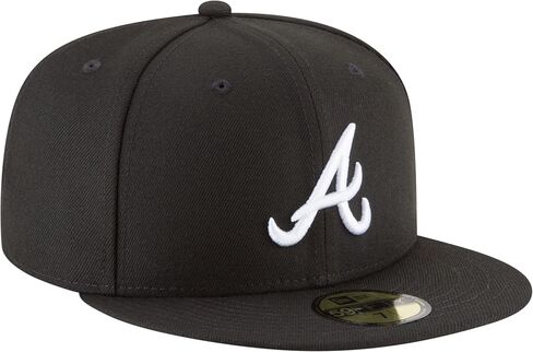 New Era 59Fifty Hat MLB Basic Atlanta Braves Black/White Fitted Baseball Cap (7 1/2) in Saudi Arabia