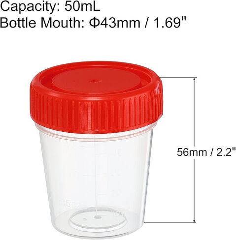 PATIKIL 50mL Sample Cups, 5 Pack Sample Containers Leak Proof Screw Cap for Lab Home, Red in Saudi Arabia
