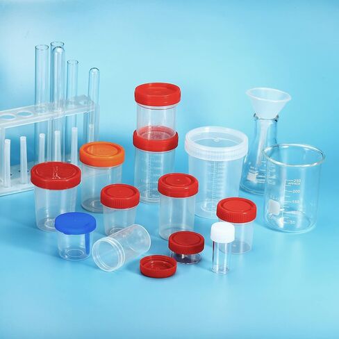 PATIKIL 50mL Sample Cups, 5 Pack Sample Containers Leak Proof Screw Cap for Lab Home, Red in Saudi Arabia